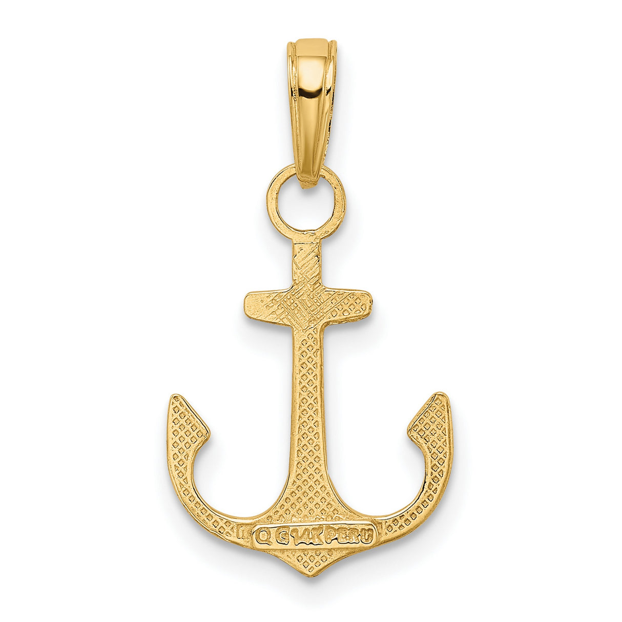 10k Yellow Gold Anchor Pendant with Cross Design, Nautical Christian Jewelry