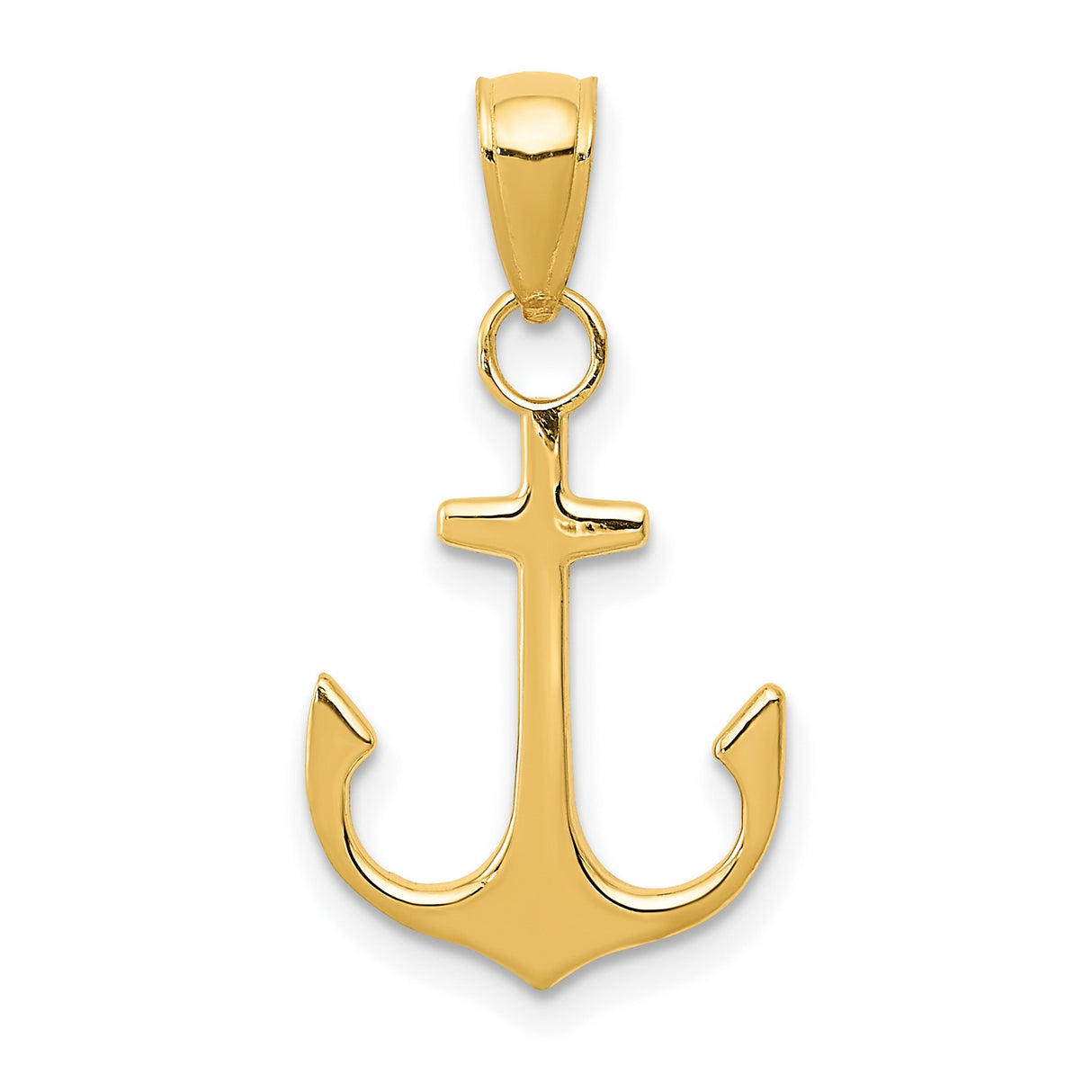 10k Yellow Gold Anchor Pendant with Cross Design, Nautical Christian Jewelry