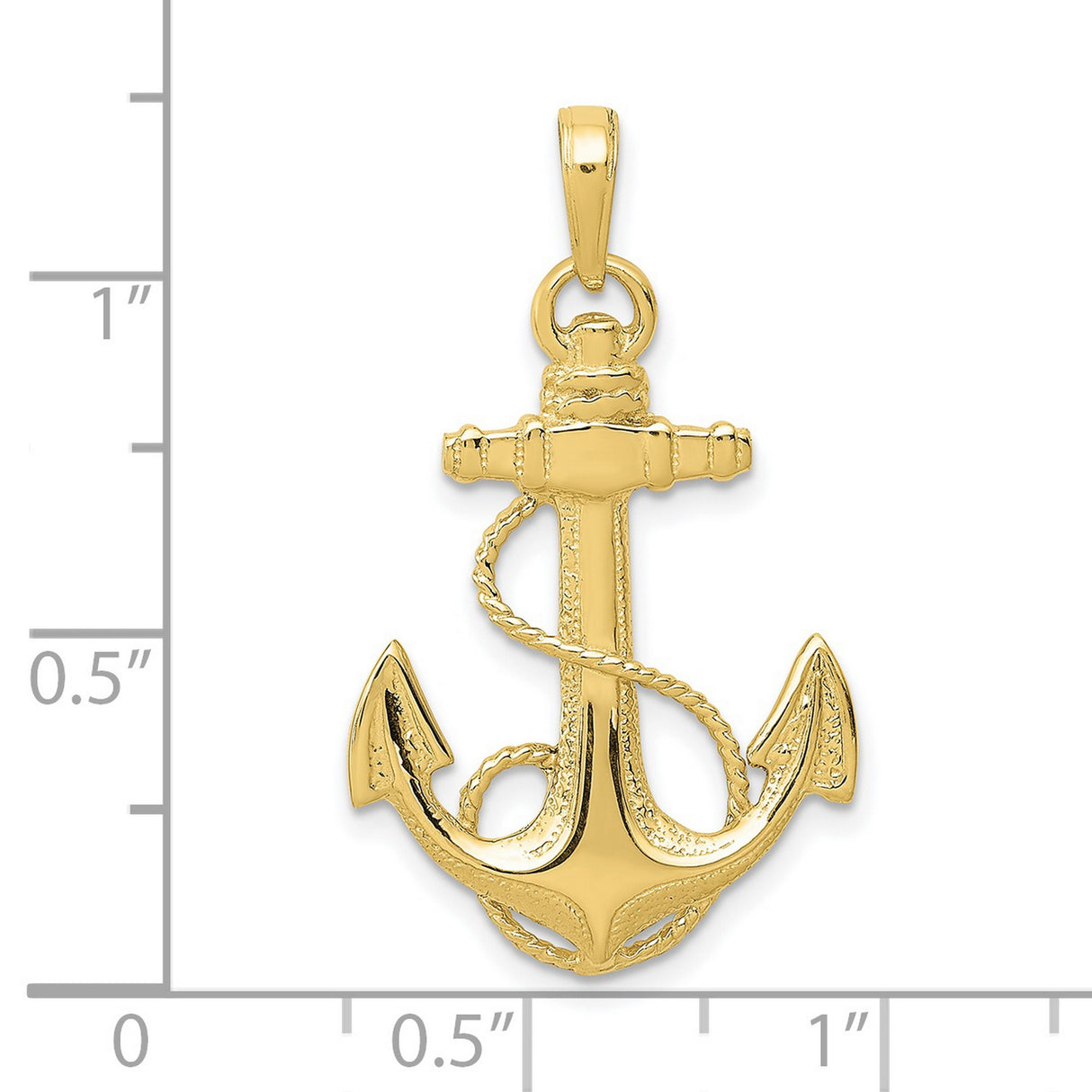 10k Yellow Gold Anchor Pendant with Rope Detail, Nautical Christian Symbol for Men or Unisex