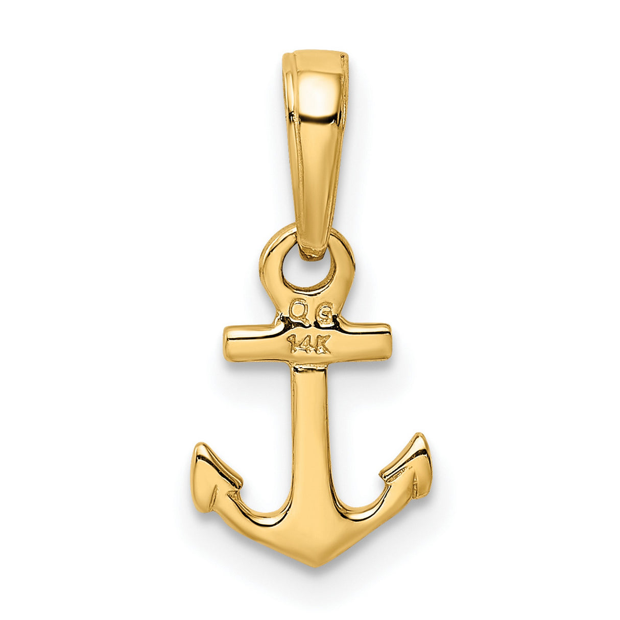 10k Yellow Gold Anchor Pendant, Polished Nautical Symbol of Hope and Stability for Men or Women