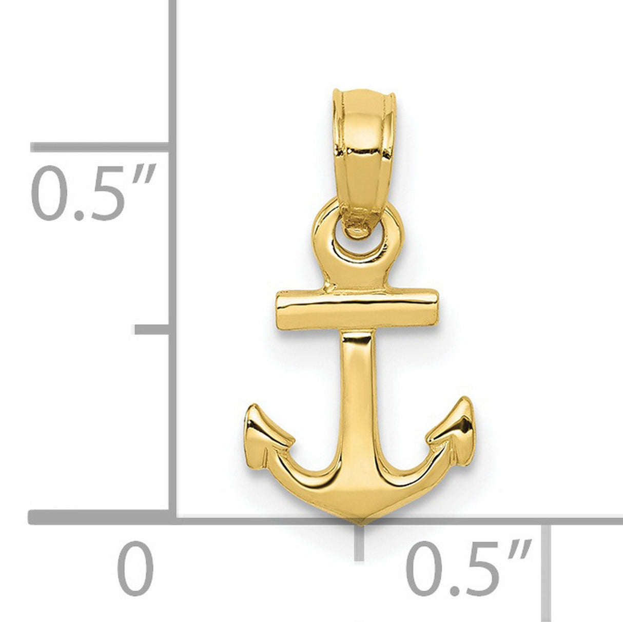 10k Yellow Gold Anchor Pendant, Polished Nautical Symbol of Hope and Stability for Men or Women