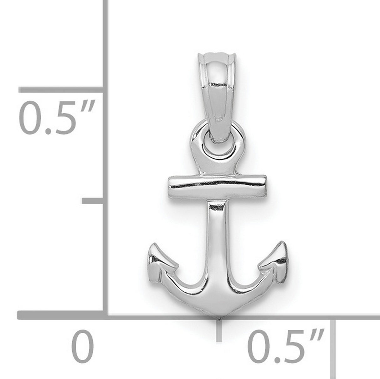 10k White Gold Anchor Pendant, Nautical Symbol of Faith and Strength, Unisex Jewelry