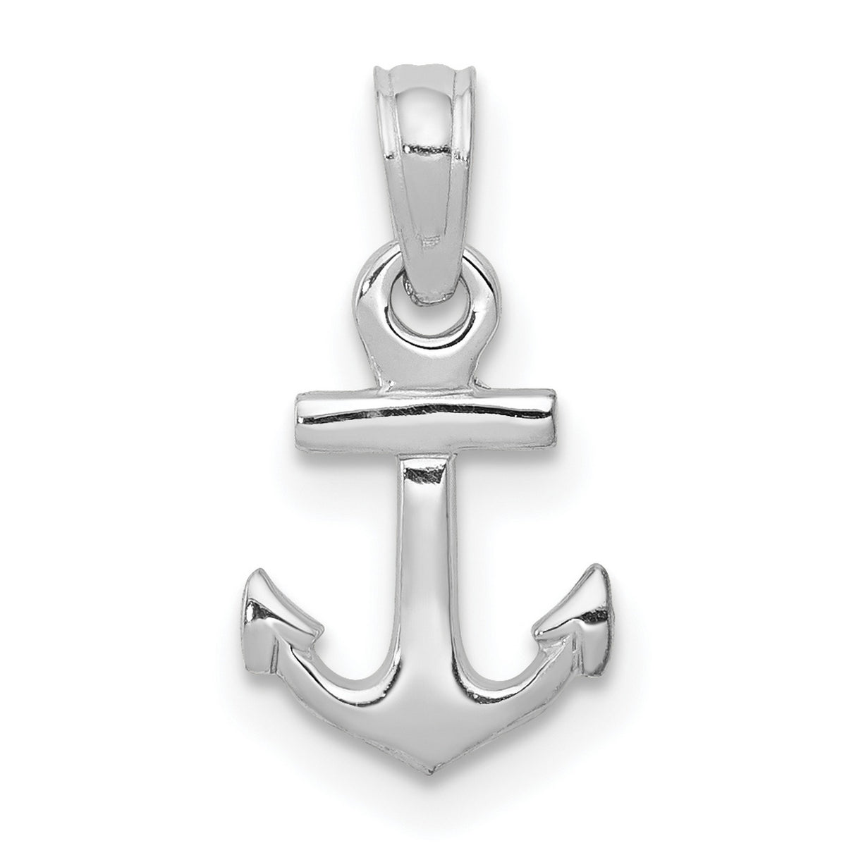 10k White Gold Anchor Pendant, Nautical Symbol of Faith and Strength, Unisex Jewelry