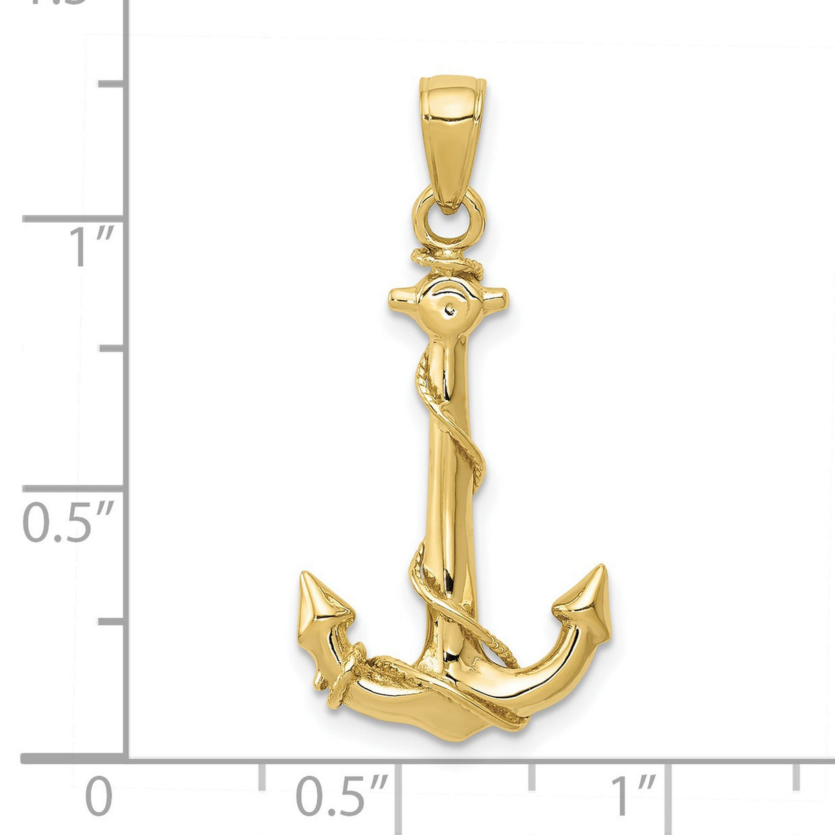10k Yellow Gold Anchor Pendant with Rope Design, Nautical and Christian Symbol for Men