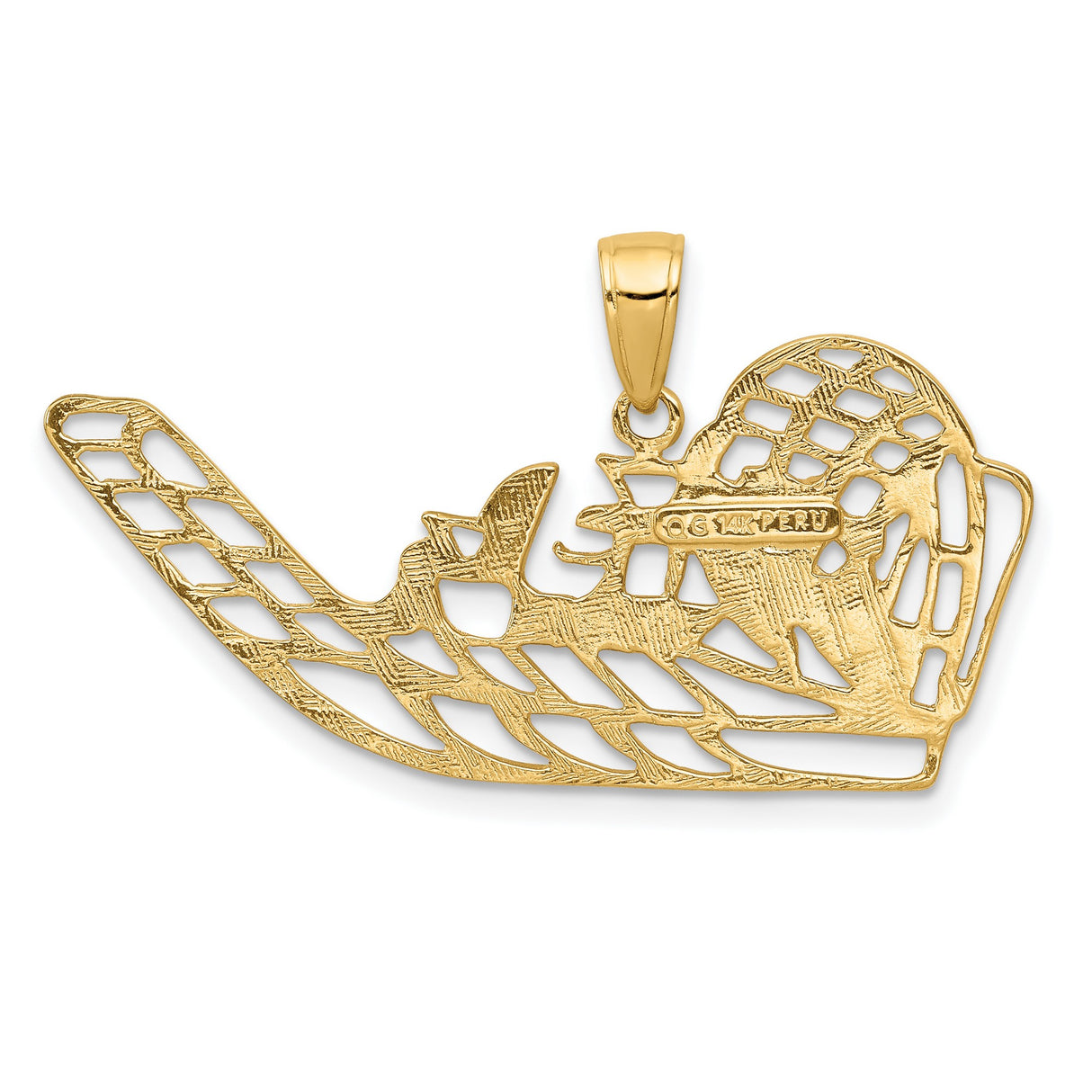 10k Yellow Gold Airboat Pendant with Propeller and Passengers, Florida Everglades Charm