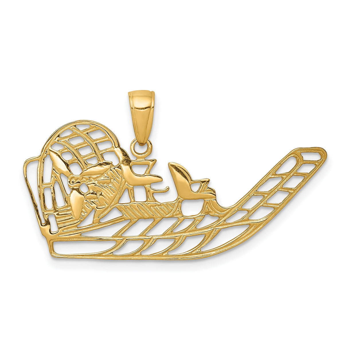 10k Yellow Gold Airboat Pendant with Propeller and Passengers, Florida Everglades Charm