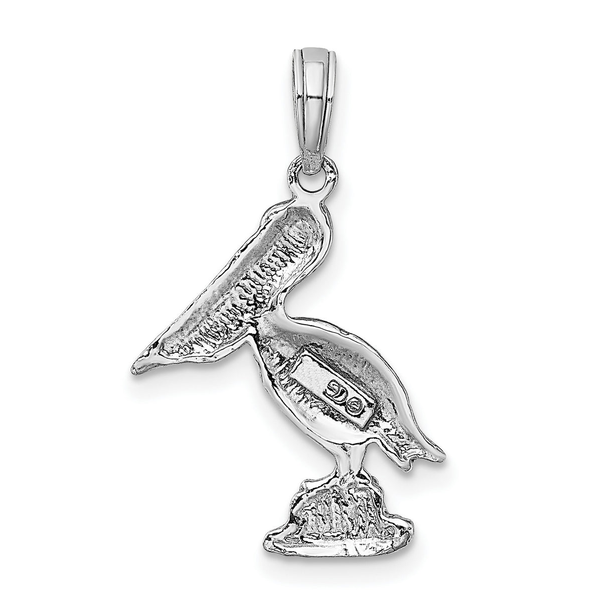 10k White Gold Pelican Pendant, Marine Inspired Nautical Bird Charm for Women or Unisex Wear