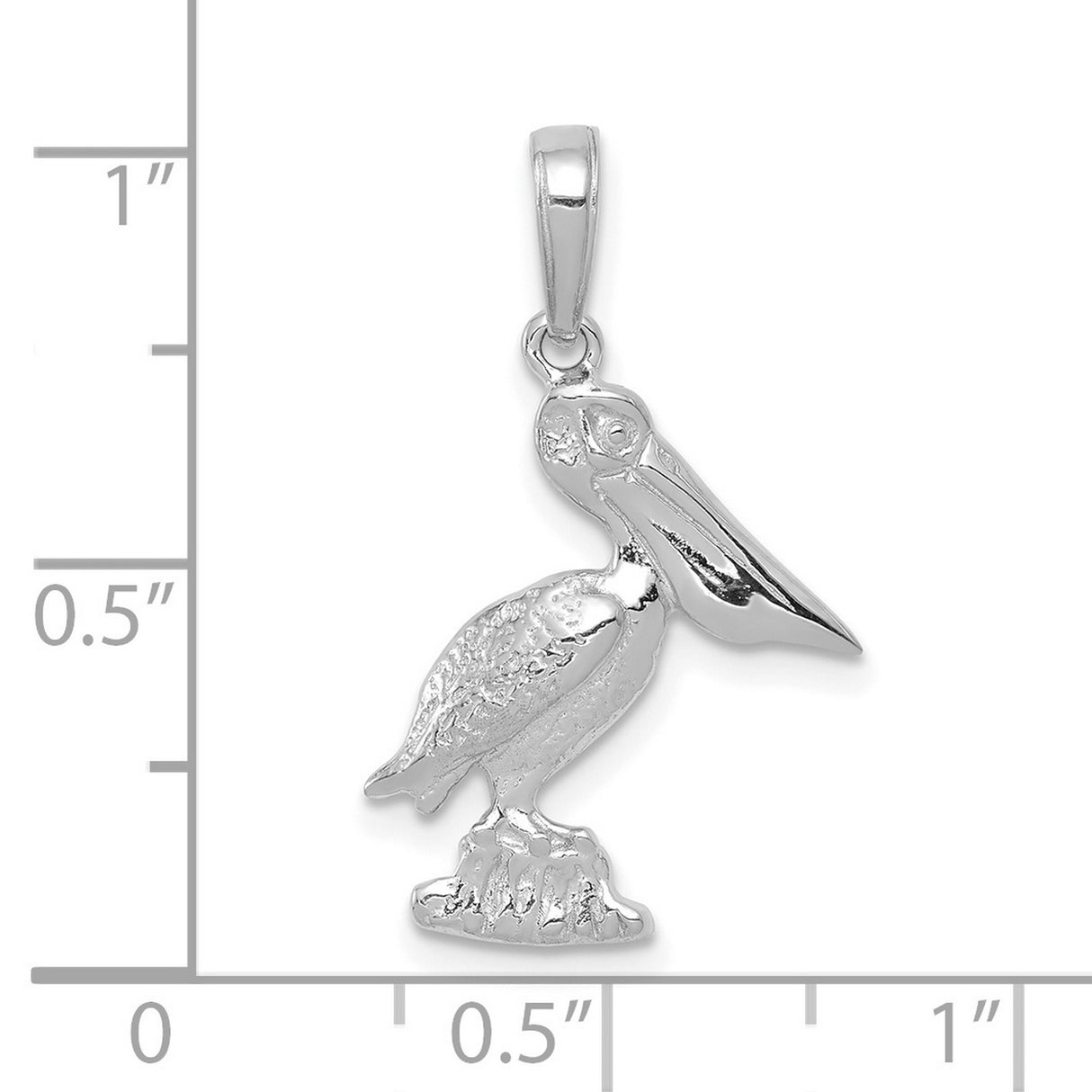 10k White Gold Pelican Pendant, Marine Inspired Nautical Bird Charm for Women or Unisex Wear