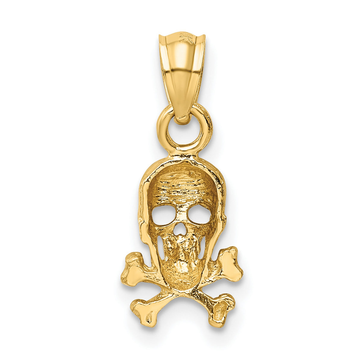 10k Yellow Gold Skull and Crossbones Pendant, Pirate Theme, Gothic Biker Style for Men