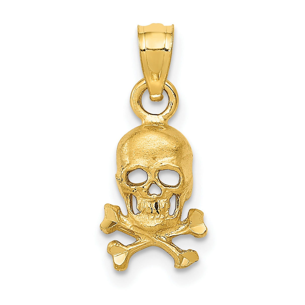 10k Yellow Gold Skull and Crossbones Pendant, Pirate Theme, Gothic Biker Style for Men