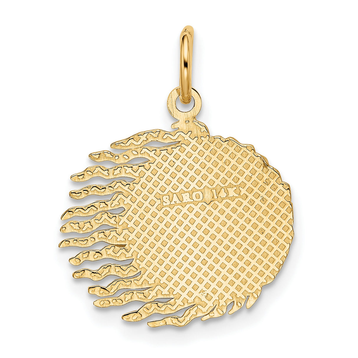 10k Yellow Gold Sun Face Pendant with Radiant Design, Boho Celestial Style