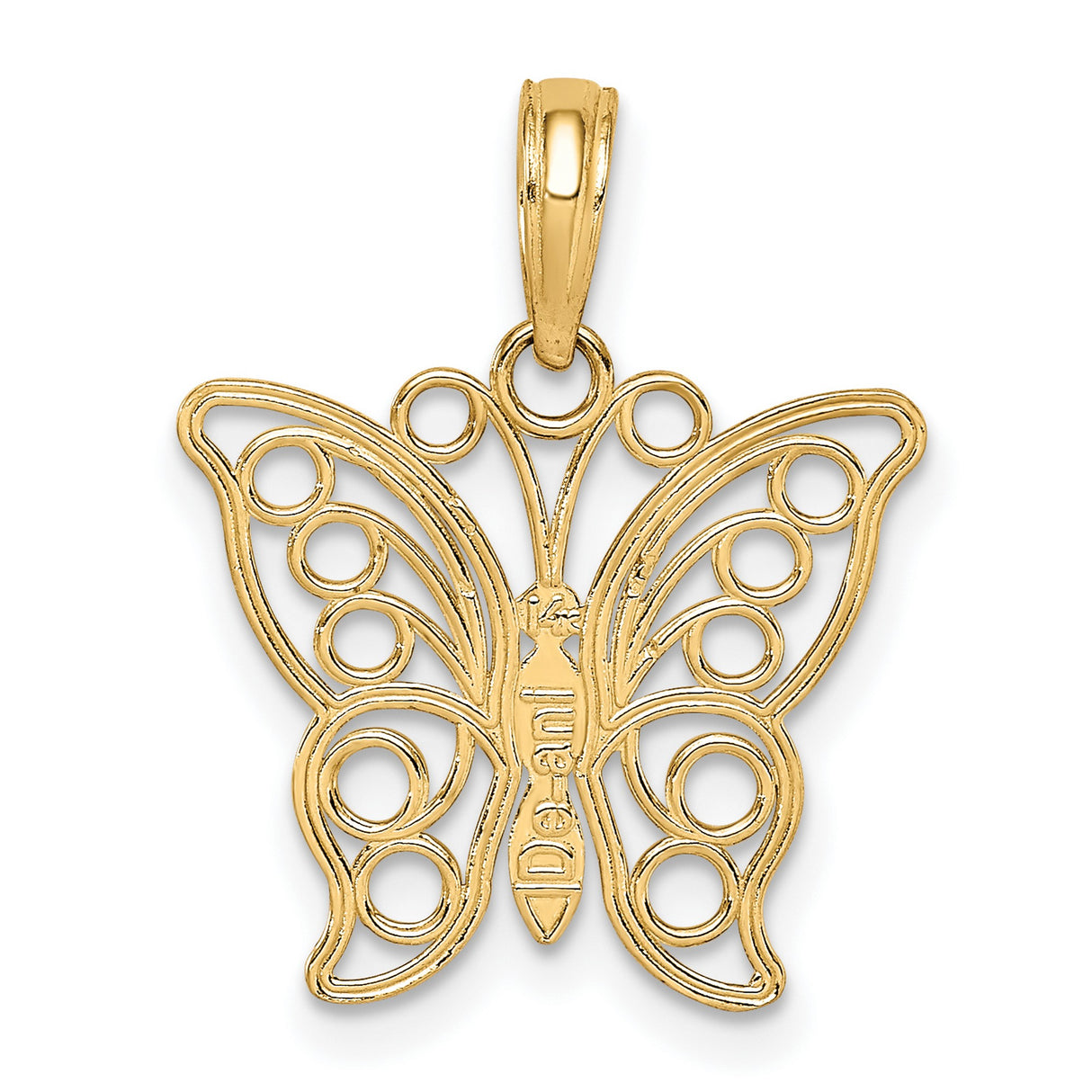 10k Yellow Gold Butterfly Pendant, Open Filigree Design, Nature-Inspired Jewelry for Women