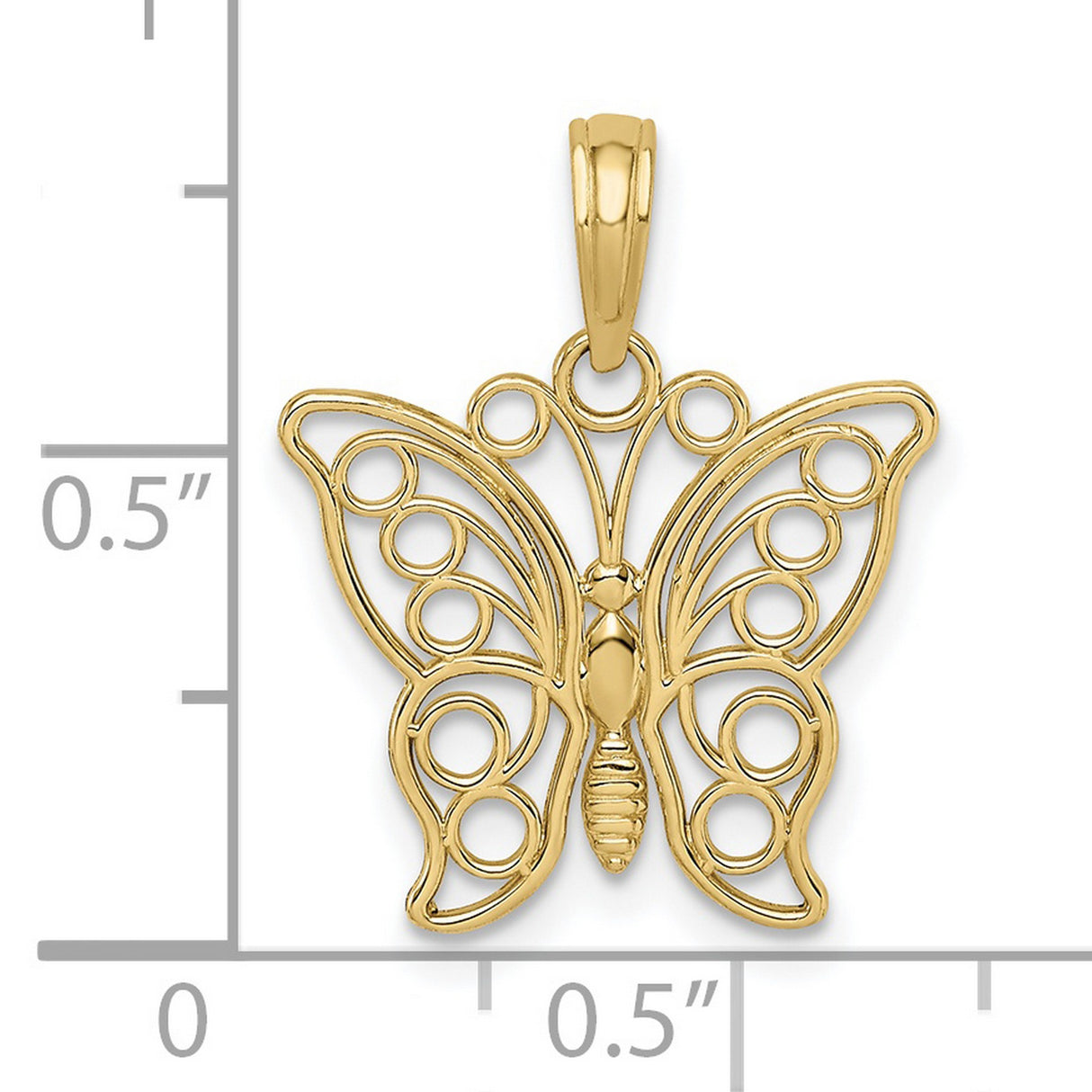 10k Yellow Gold Butterfly Pendant, Open Filigree Design, Nature-Inspired Jewelry for Women