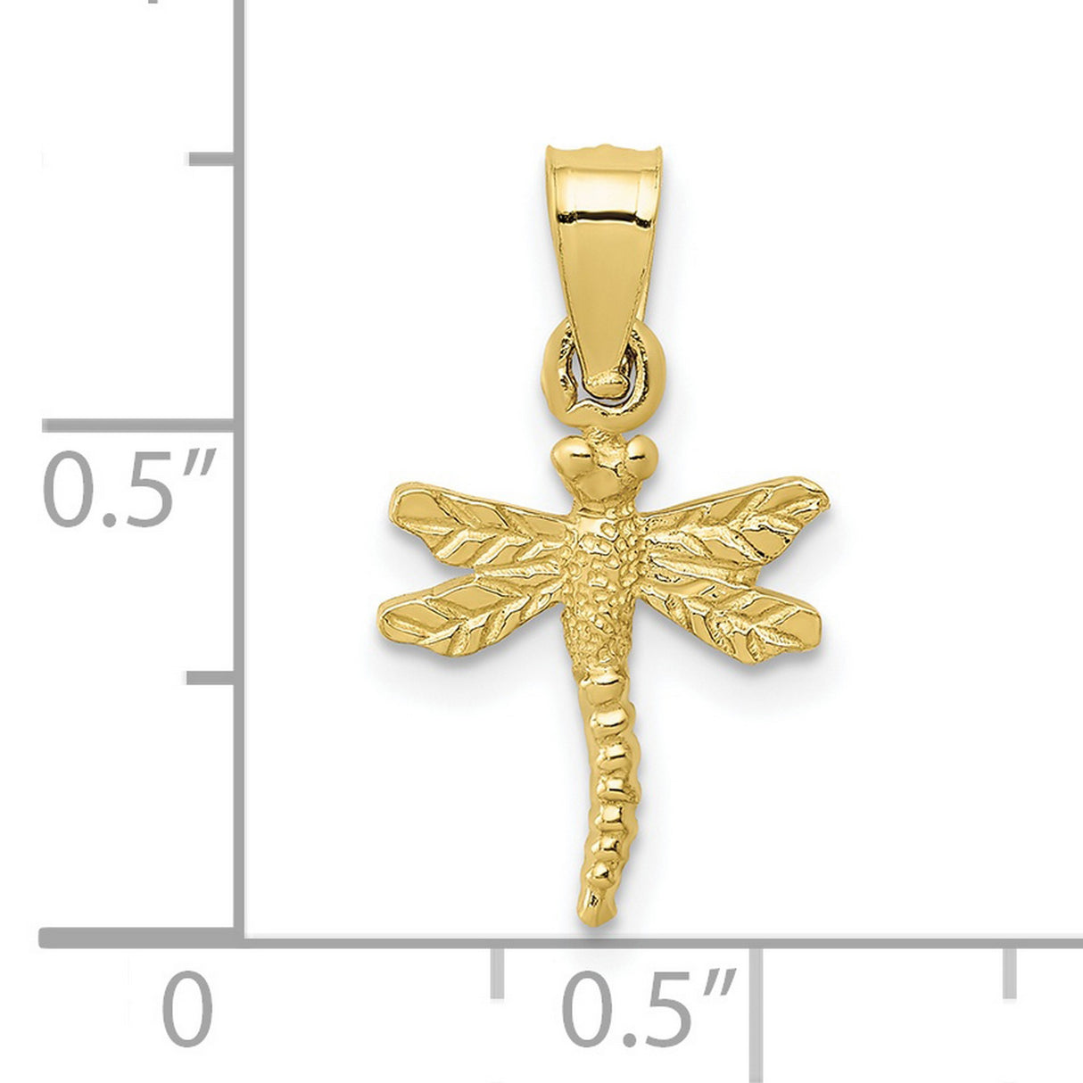 10k Yellow Gold Dragonfly Pendant with Textured Wings, Nature-Inspired Jewelry for Women
