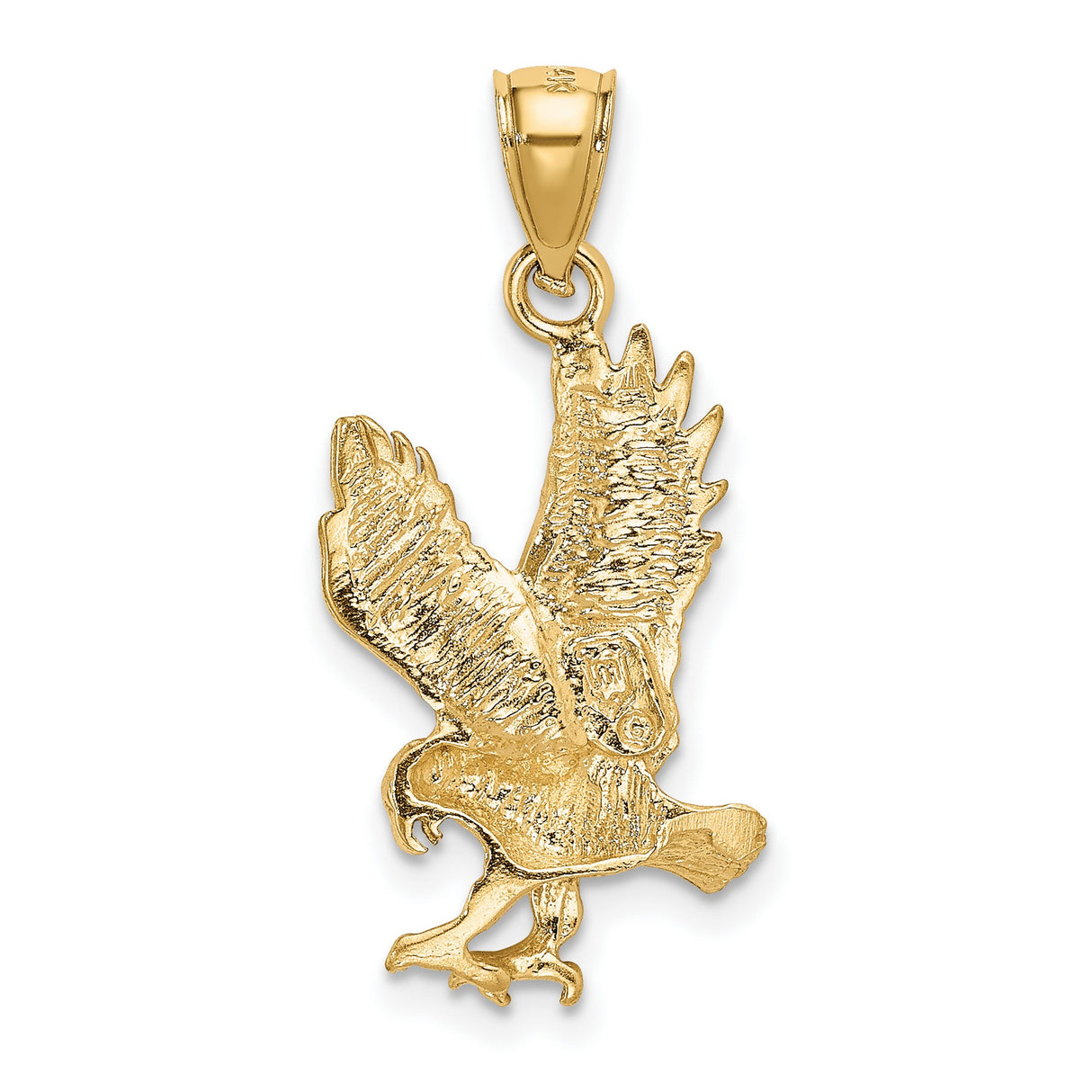 10k Yellow Gold Eagle Pendant with Outstretched Wings, Symbol of Freedom and Strength for Men