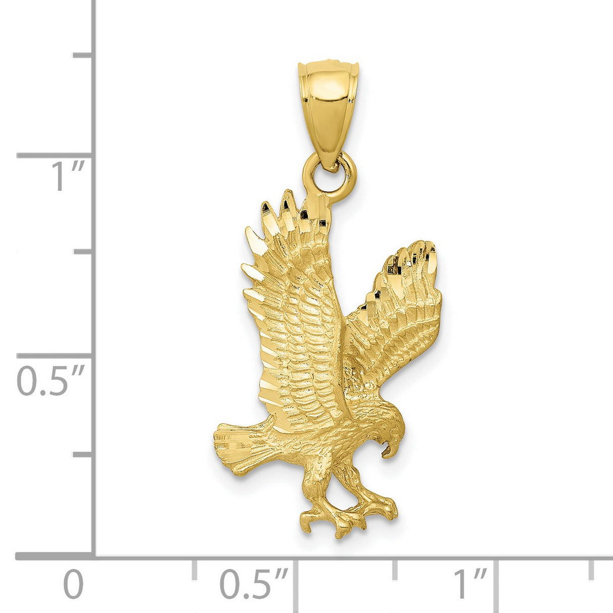 10k Yellow Gold Eagle Pendant with Outstretched Wings, Symbol of Freedom and Strength for Men