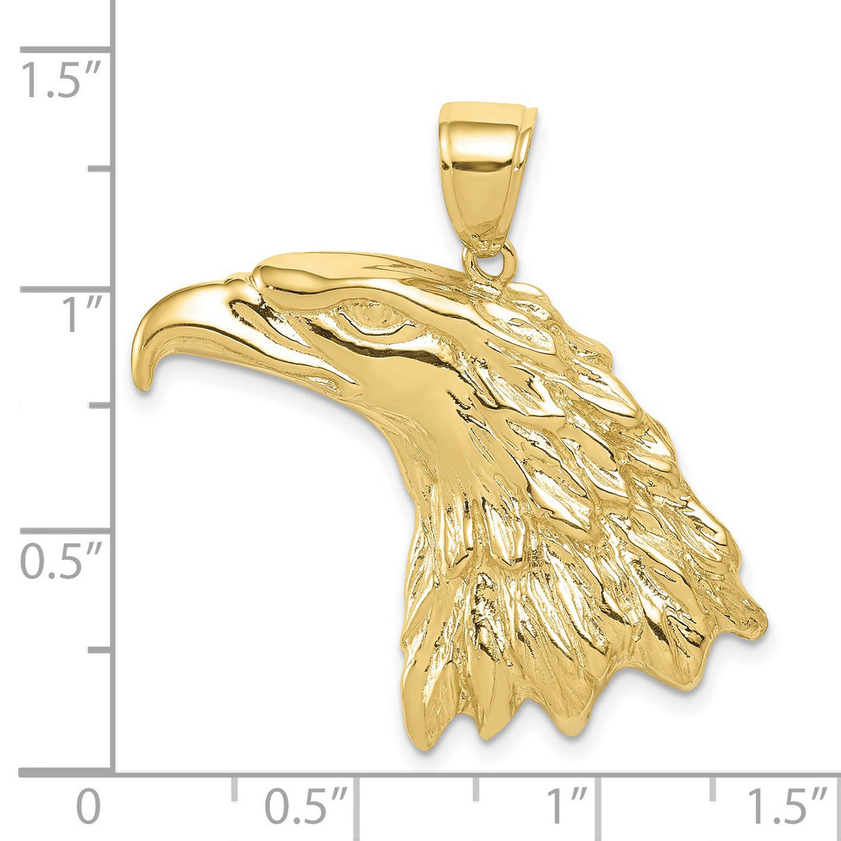 10k Yellow Gold Eagle Head Pendant, Detailed Bald Eagle Design, Patriotic Jewelry for Men