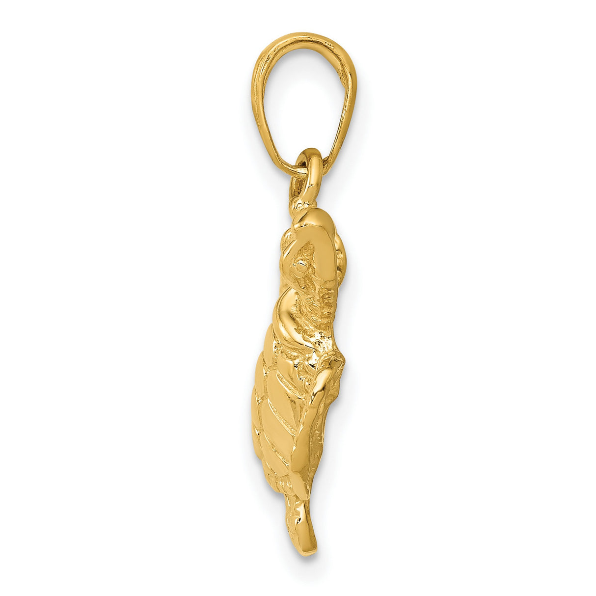10k Yellow Gold Sea Turtle Pendant with Detailed Shell and Flipper Design, Nautical Ocean Charm