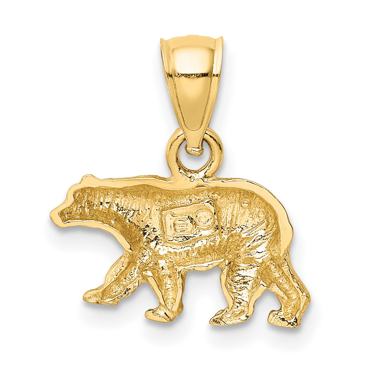 10k Yellow Gold Bear Pendant, Walking Animal Charm, Wildlife Spirit Totem for Men and Women