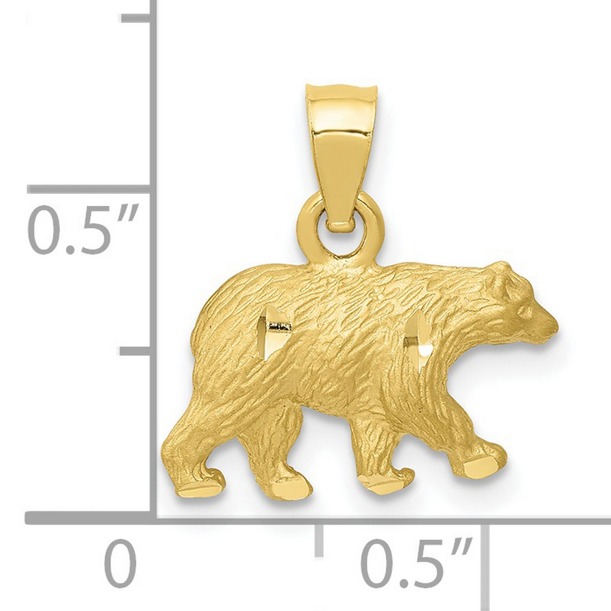 10k Yellow Gold Bear Pendant, Walking Animal Charm, Wildlife Spirit Totem for Men and Women
