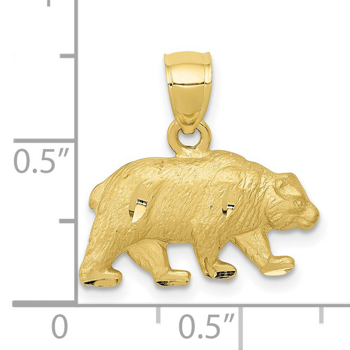10k Yellow Gold Walking Bear Pendant, Detailed Animal Charm Symbolizing Strength and Resilience