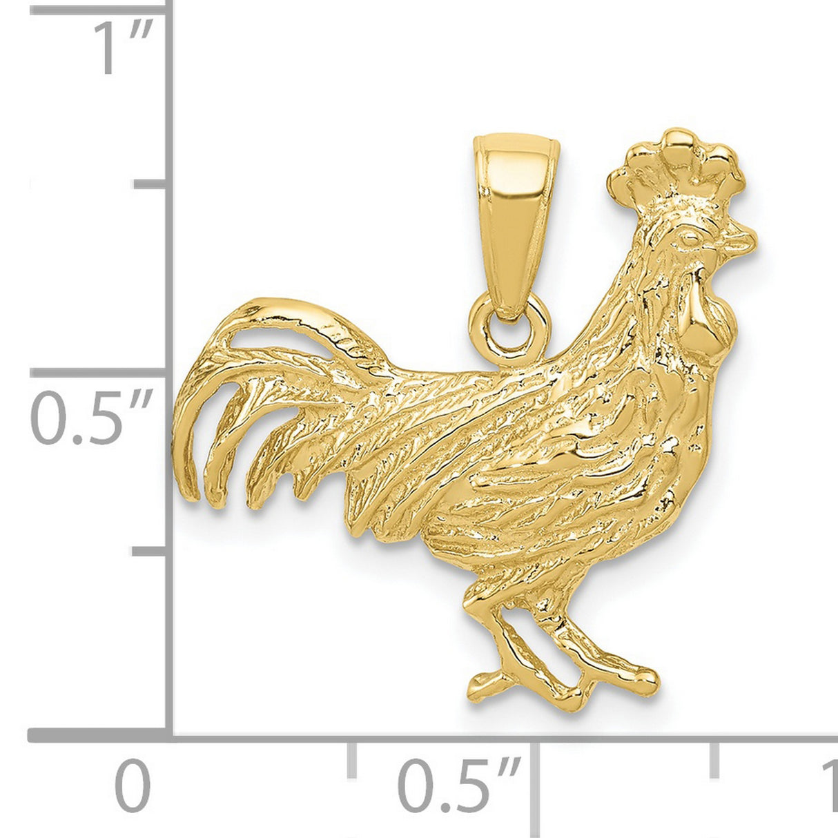 10k Yellow Gold Rooster Pendant, Zodiac Animal Charm Symbolizing Courage and Confidence