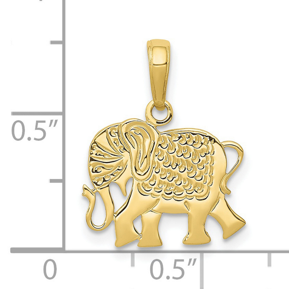 10k Yellow Gold Elephant Pendant with Textured Detailing, Spiritual Animal Charm for Strength and Luck