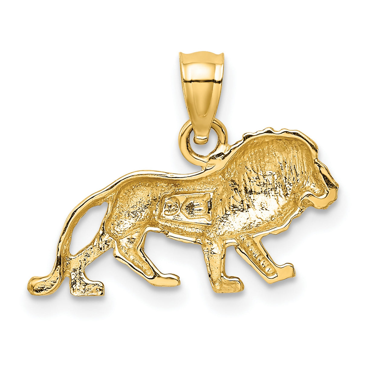 10k Yellow Gold Walking Lion Pendant, Bold Animal Design Symbolizing Strength and Courage