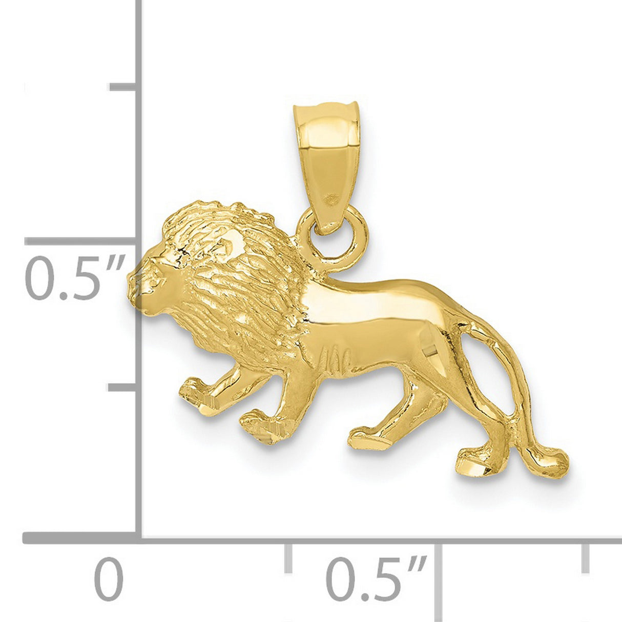 10k Yellow Gold Walking Lion Pendant, Bold Animal Design Symbolizing Strength and Courage