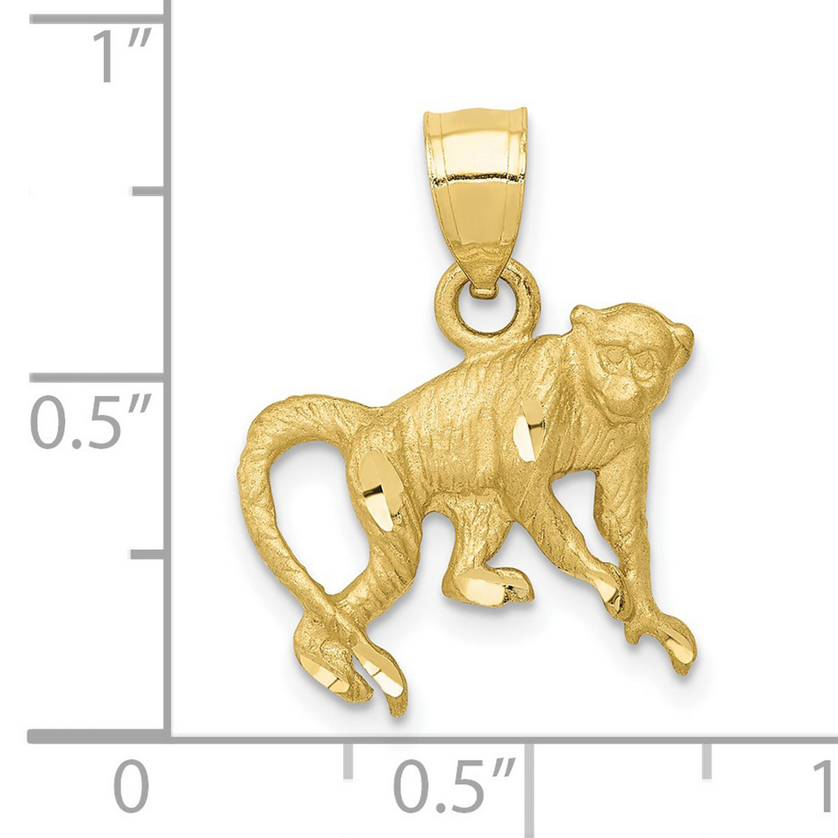 10k Yellow Gold Monkey Pendant, Symbolic Animal Charm of Curiosity and Intelligence