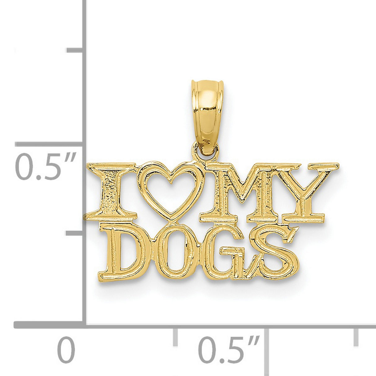 10k Yellow Gold Pendant, I Love My Dogs Phrase, Dog Lover Charm for Women or Unisex