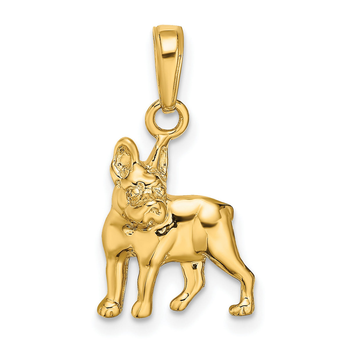 10k Yellow Gold French Bulldog Pendant, Detailed Dog Charm Symbolizing Loyalty and Affection