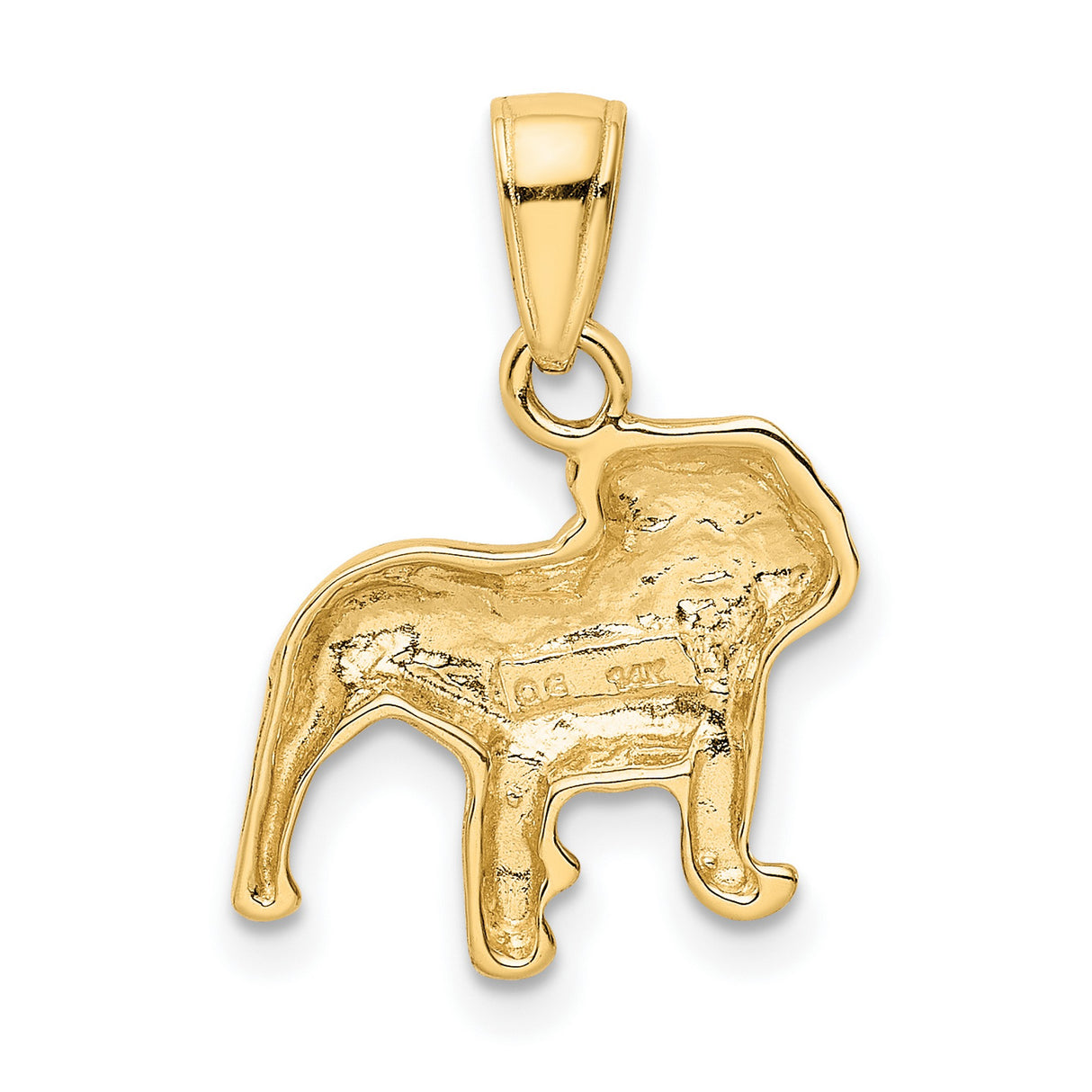 10k Yellow Gold Bulldog Pendant, Detailed Dog Charm with Bold Animal Design