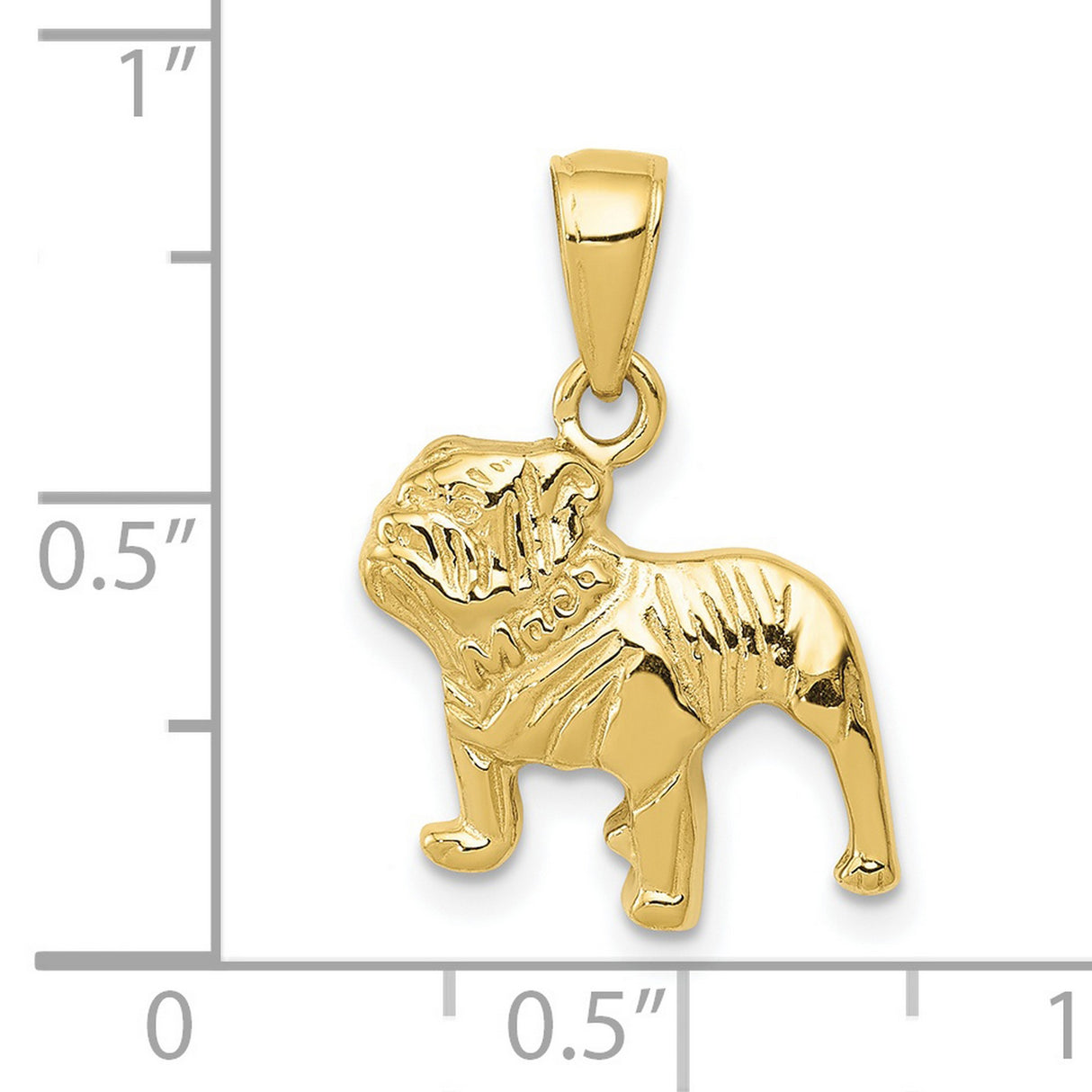 10k Yellow Gold Bulldog Pendant, Detailed Dog Charm with Bold Animal Design