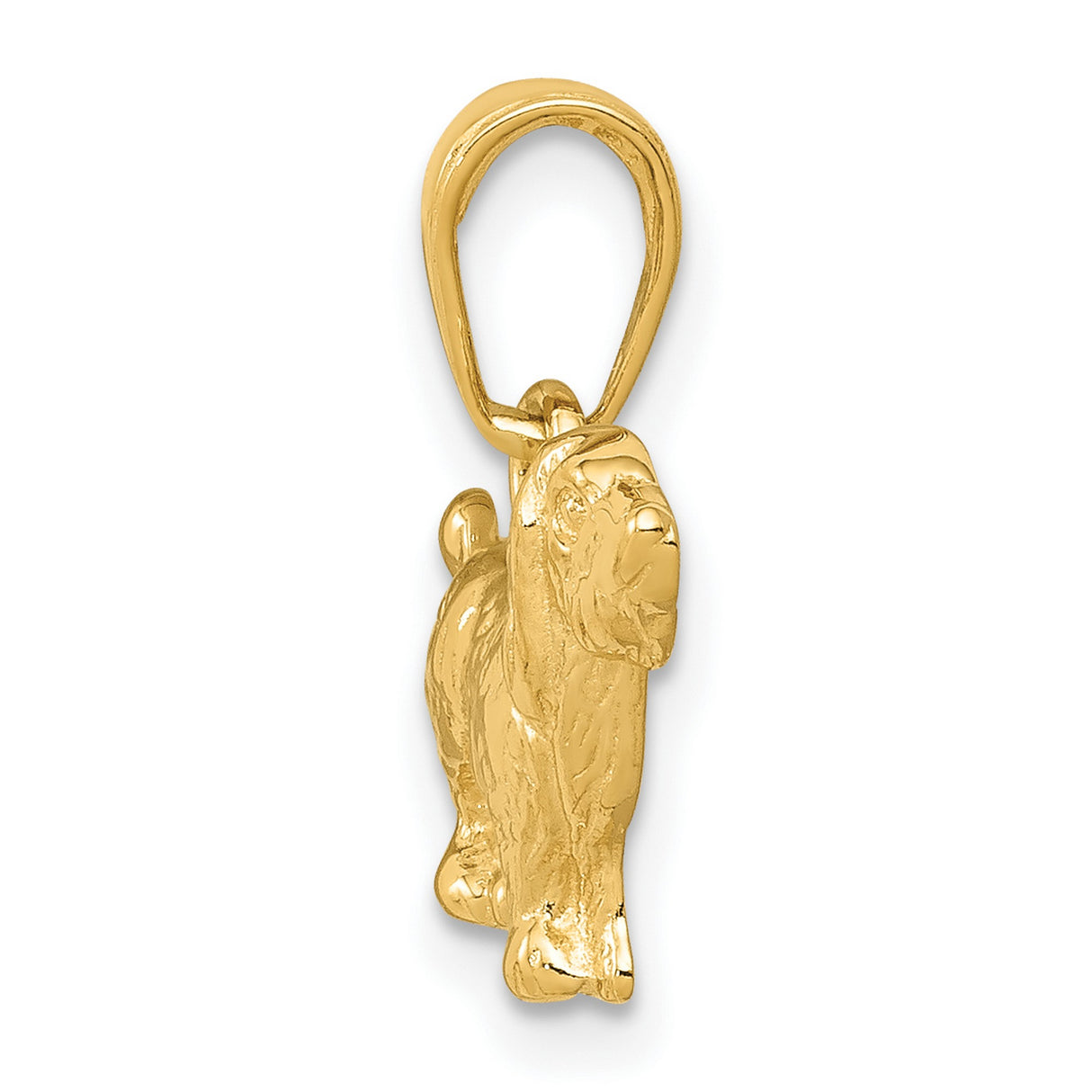 10k Yellow Gold Cocker Spaniel Dog Pendant Charm, Cubic Zirconia, Three Dimensional Design