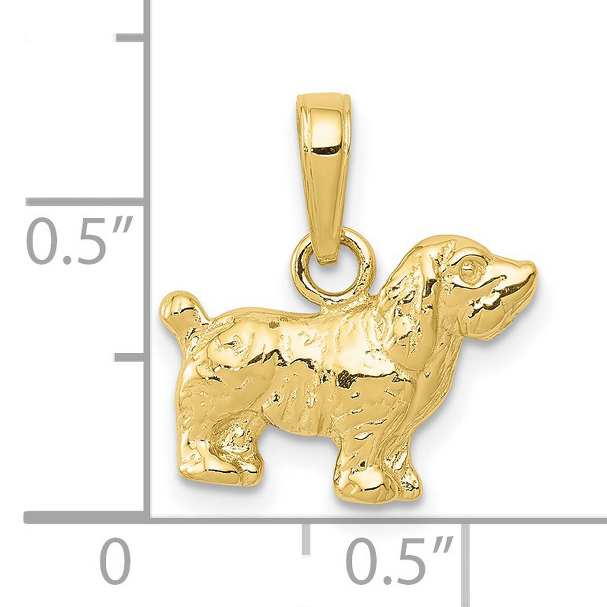 10k Yellow Gold Cocker Spaniel Dog Pendant Charm, Cubic Zirconia, Three Dimensional Design