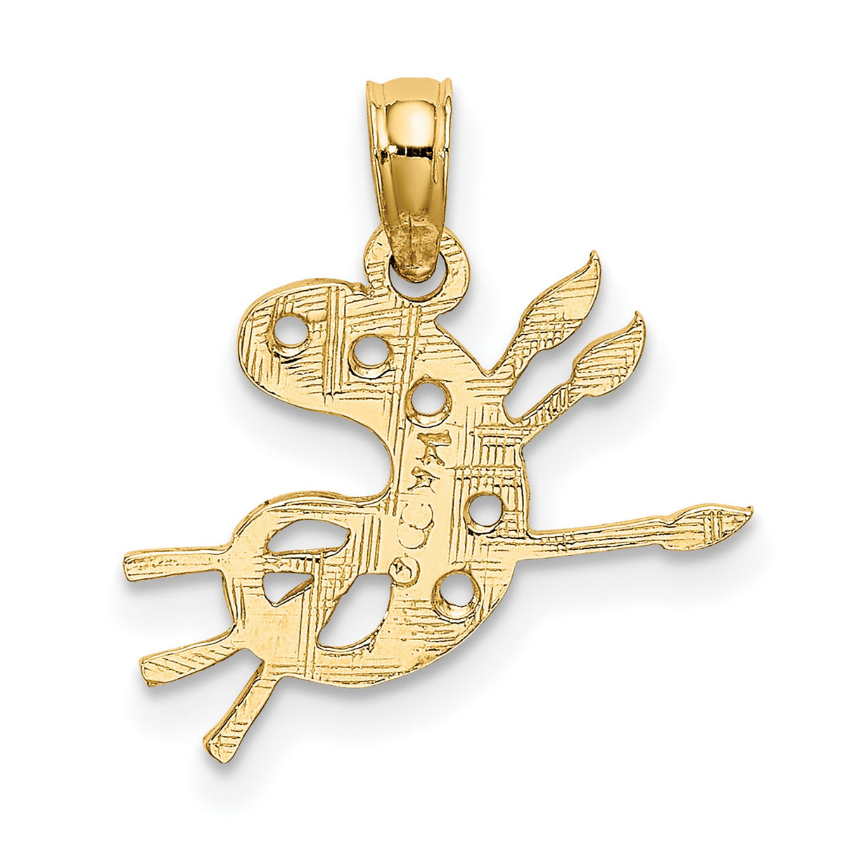 10k Yellow Gold Artist Palette Pendant with Paintbrushes, Art-Inspired Design for Creatives