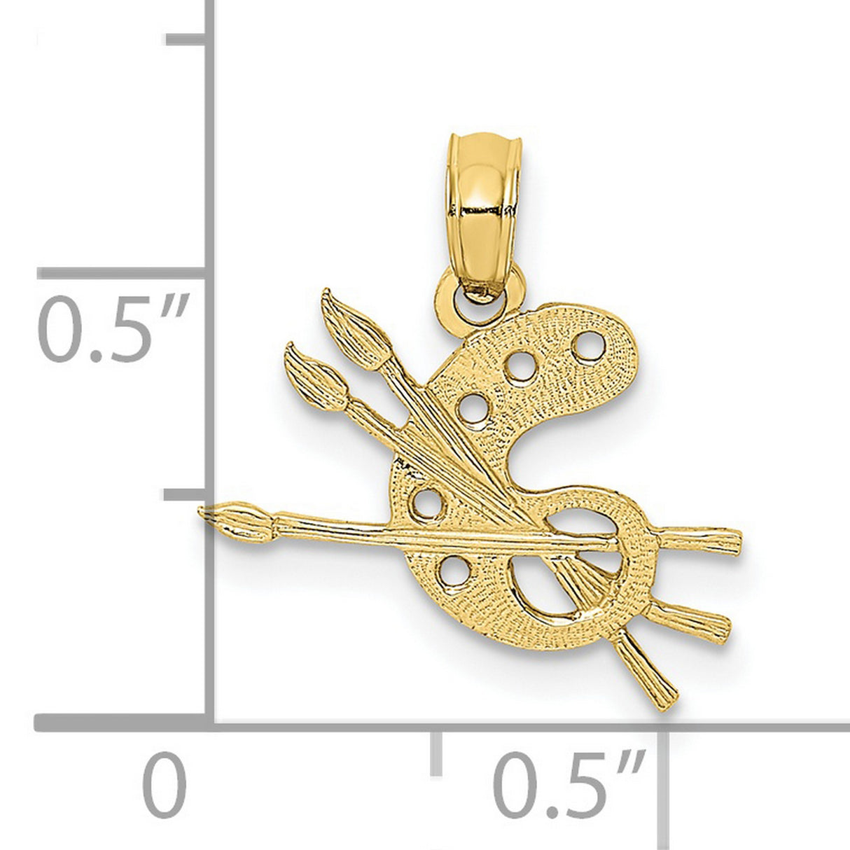 10k Yellow Gold Artist Palette Pendant with Paintbrushes, Art-Inspired Design for Creatives