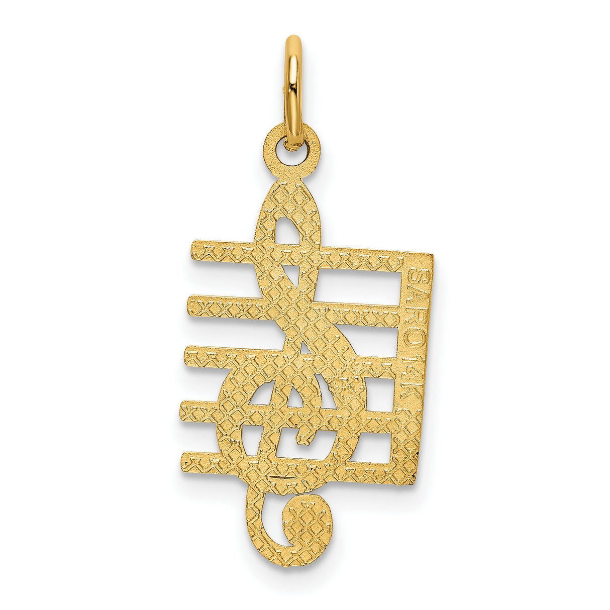 10k Yellow Gold Pendant with Treble Clef and Musical Staff Design for Musicians
