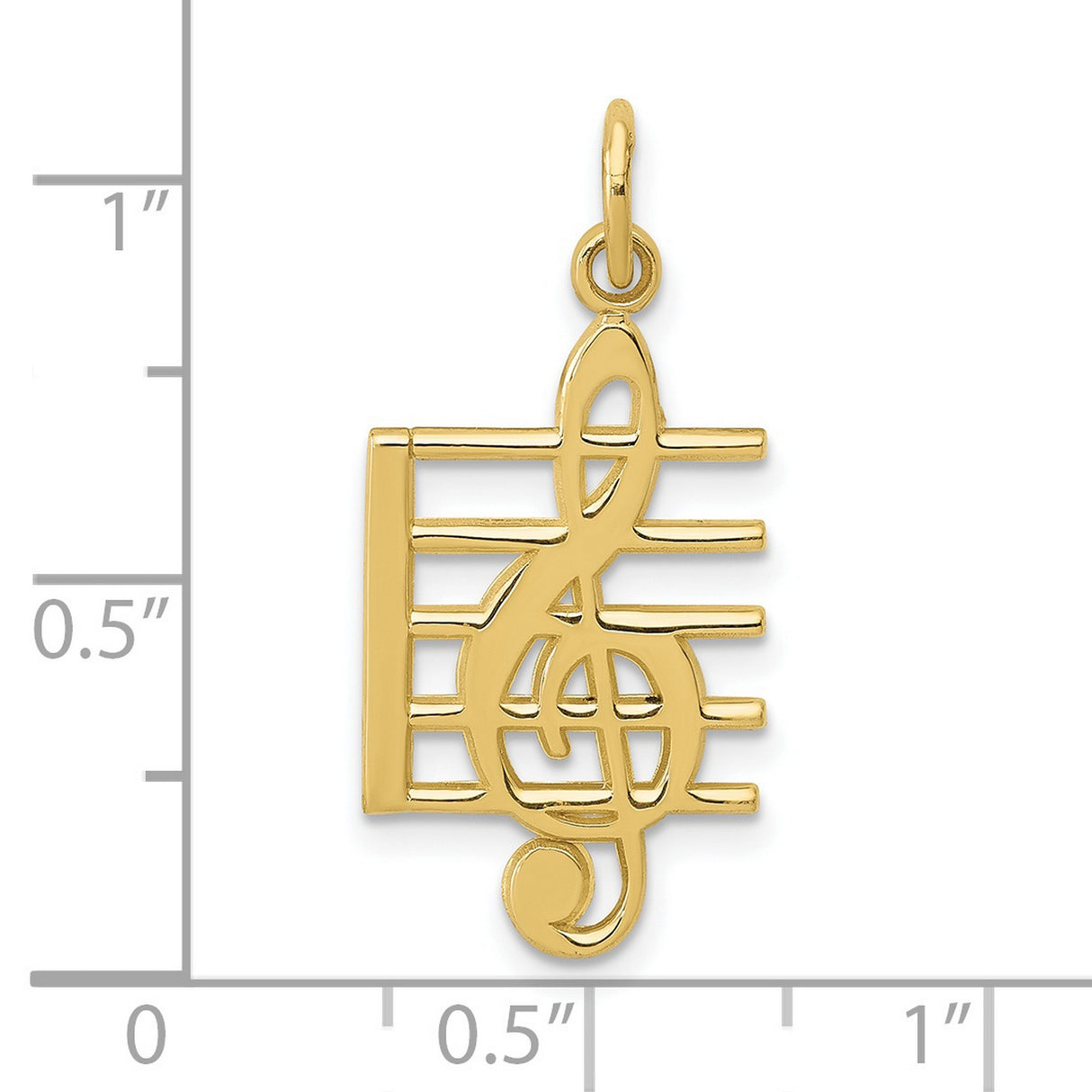 10k Yellow Gold Pendant with Treble Clef and Musical Staff Design for Musicians