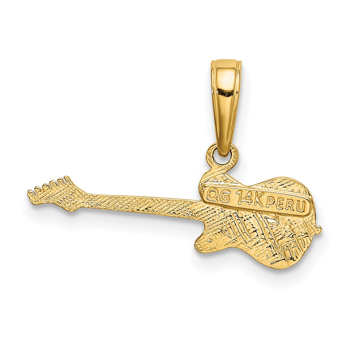 10k Yellow Gold Electric Guitar Pendant, Detailed Rock Music Charm for Men or Unisex