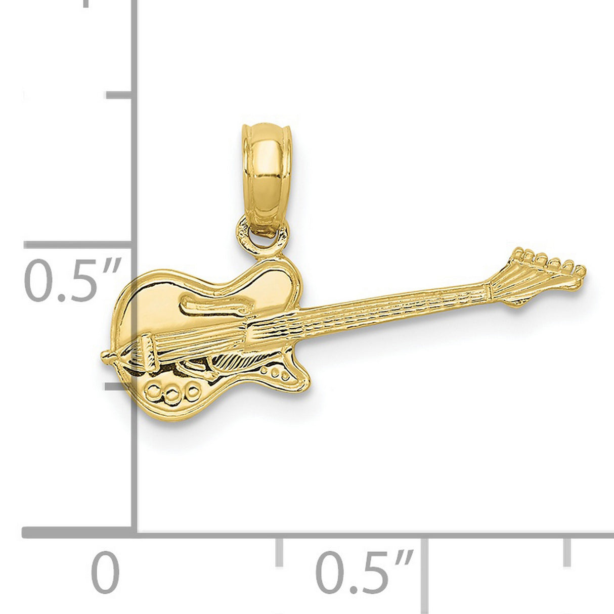 10k Yellow Gold Electric Guitar Pendant, Detailed Rock Music Charm for Men or Unisex