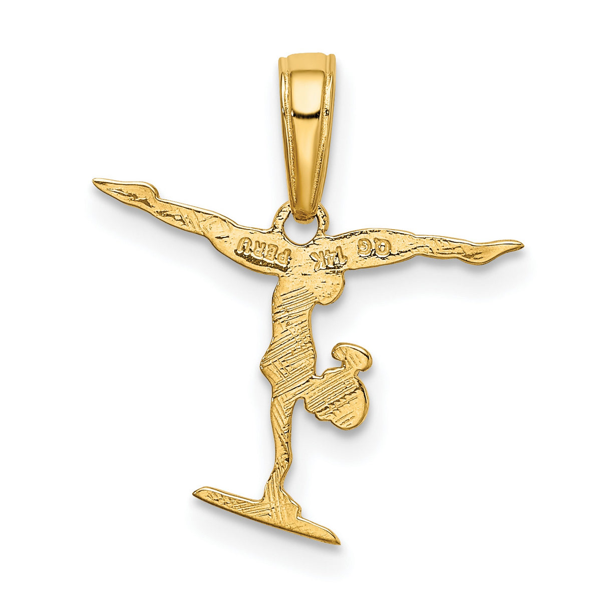 10k Yellow Gold Pendant Featuring Female Gymnast in Handstand Pose, Sports Charm for Women and Girls
