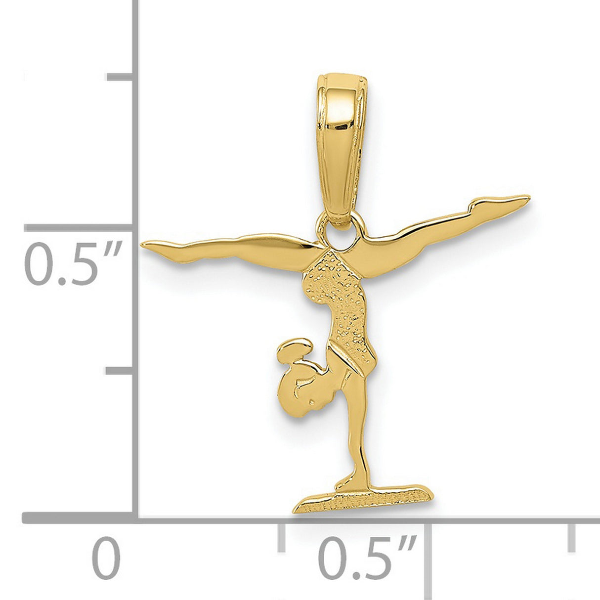 10k Yellow Gold Pendant Featuring Female Gymnast in Handstand Pose, Sports Charm for Women and Girls