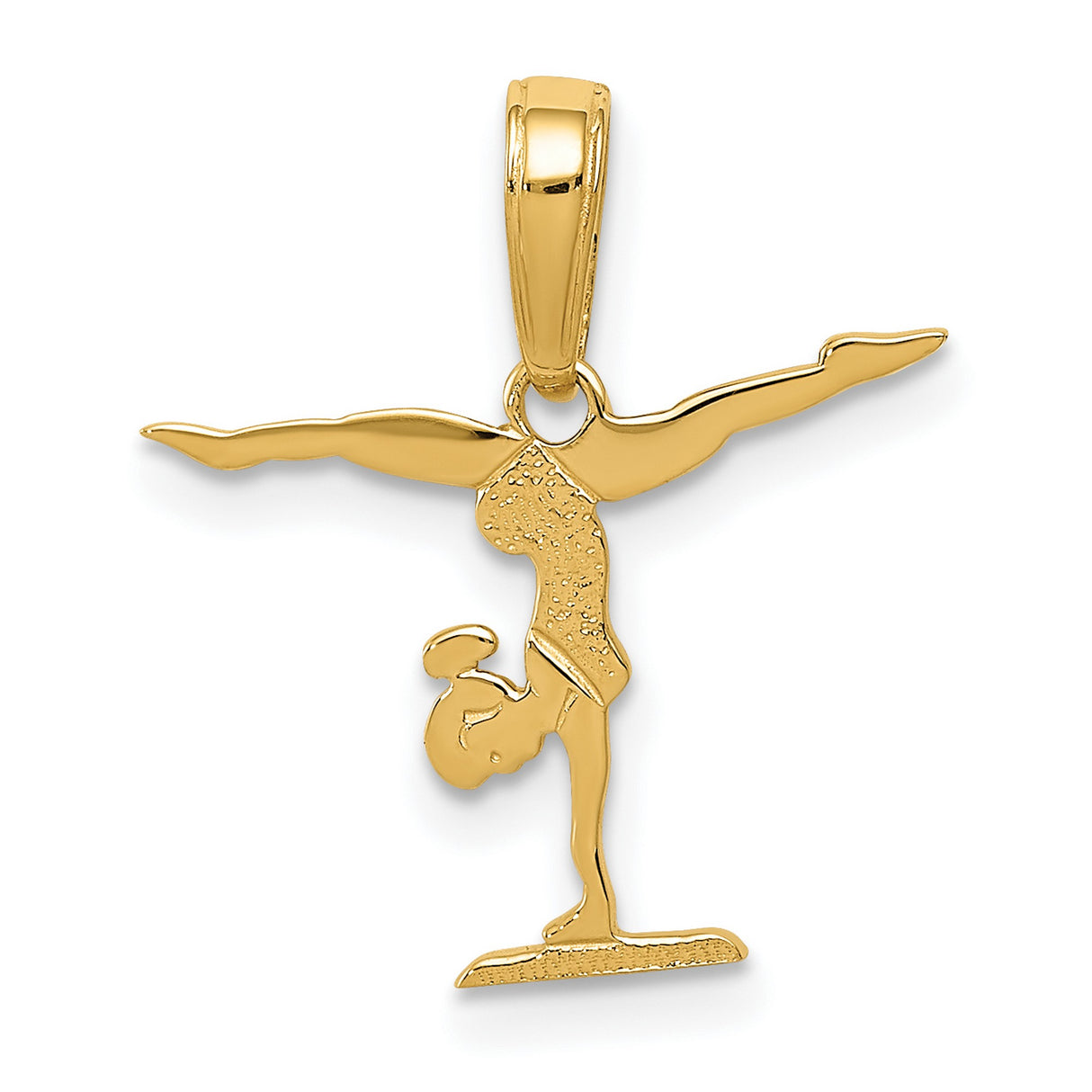 10k Yellow Gold Pendant Featuring Female Gymnast in Handstand Pose, Sports Charm for Women and Girls