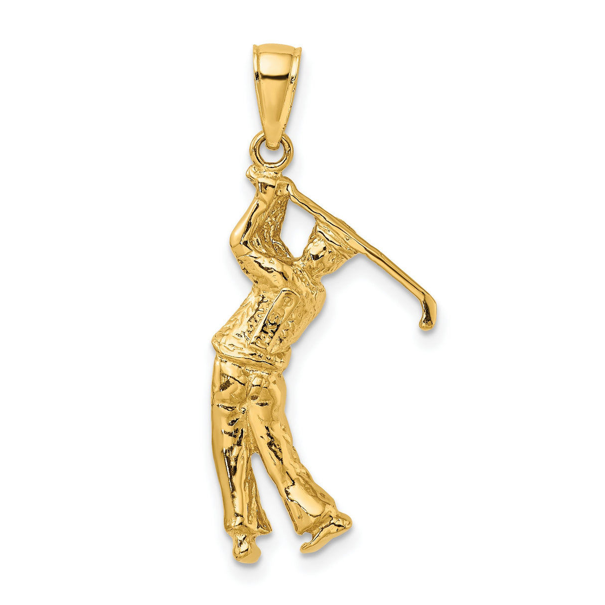10k Yellow Gold Golf Bag Pendant with Detailed Clubs, Sports Charm for Golf Lovers