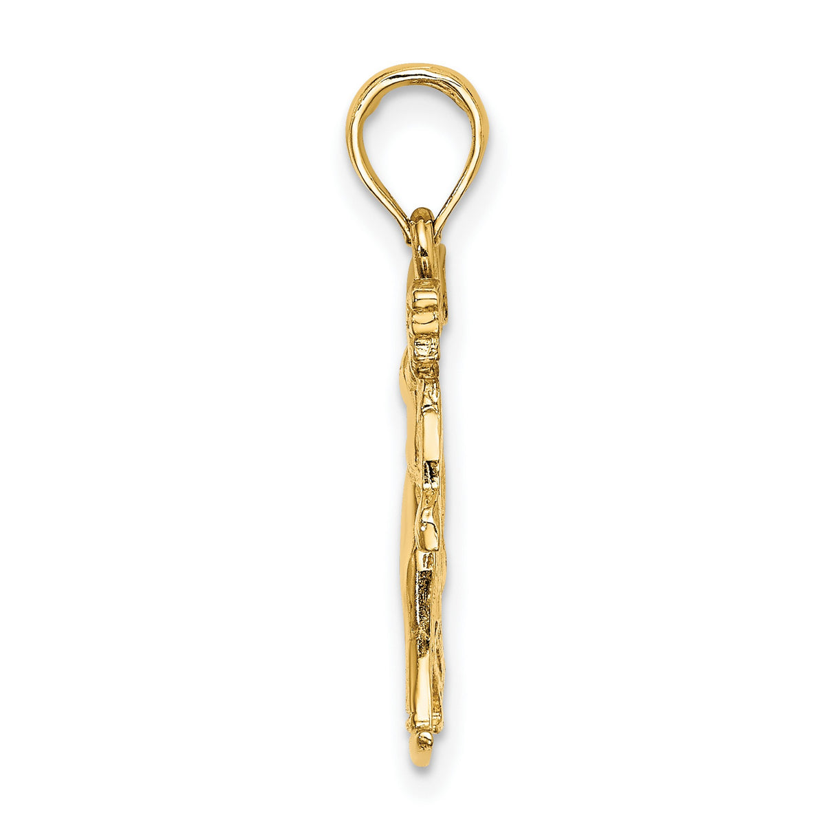 10k Yellow Gold Bowler Pendant with Mid-Throw Athletic Design, Sports Charm for Men