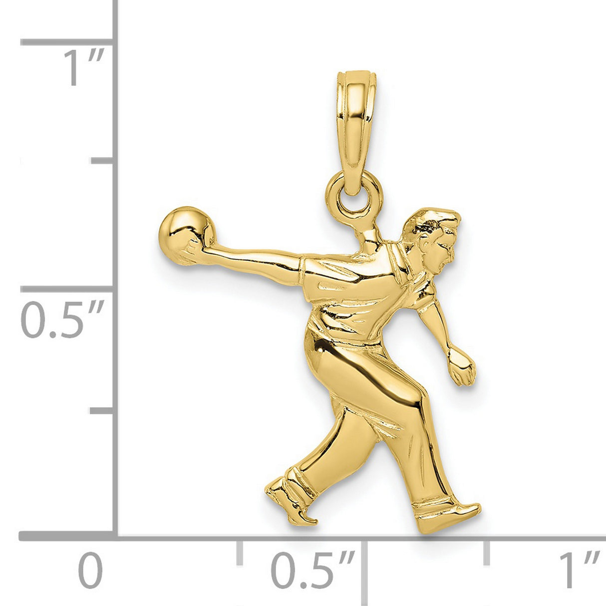 10k Yellow Gold Bowler Pendant with Mid-Throw Athletic Design, Sports Charm for Men