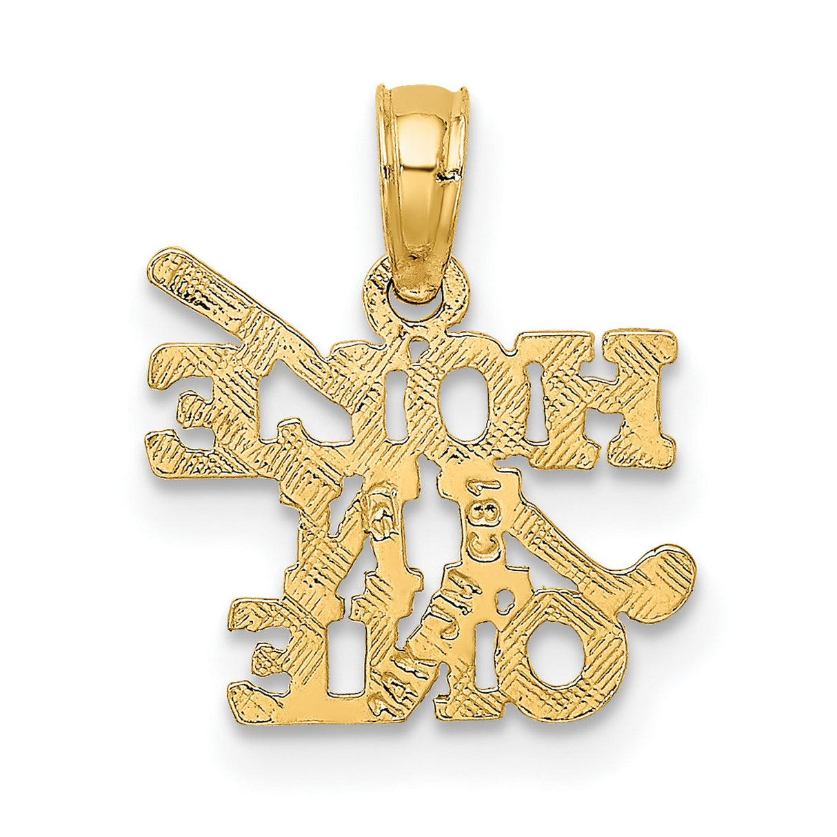 10k Yellow Gold Golf Pendant with Crossed Clubs and Hole in One Design