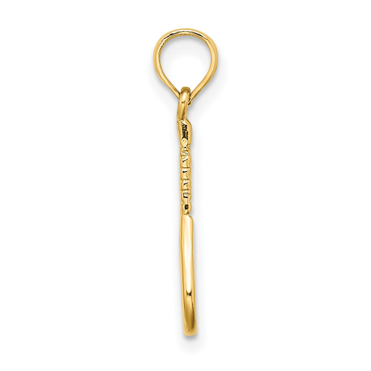 10k Yellow Gold Tennis Racket Pendant with Detailed String Design for Women or Unisex Wear